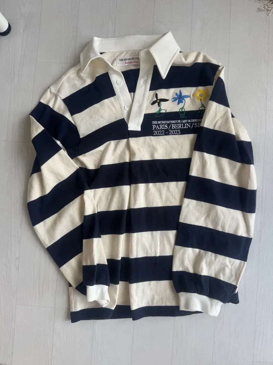 더뮤비 스트라이프 카라티 s size ↓ ミュウMV ストライプ カラーTシャツ s size
