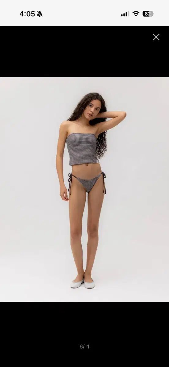 グロウニー glowny ビキニ G GINGHAM BANDEAU BROWN