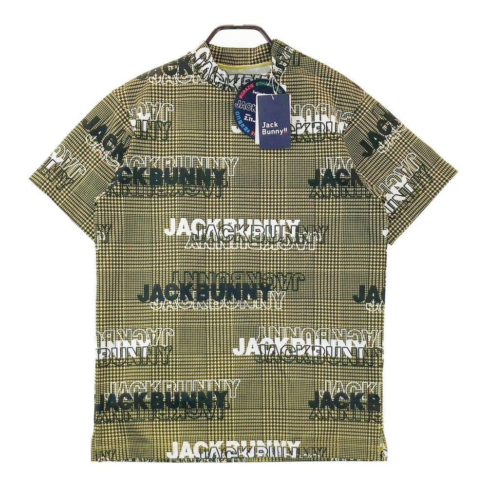 サイズ：L JACK BUNNY ジャックバニー 2023年モデル ハイネック半袖Tシャツ チェック柄 イエロー系 [240101200685]# ゴルフウェア メンズ ストスト