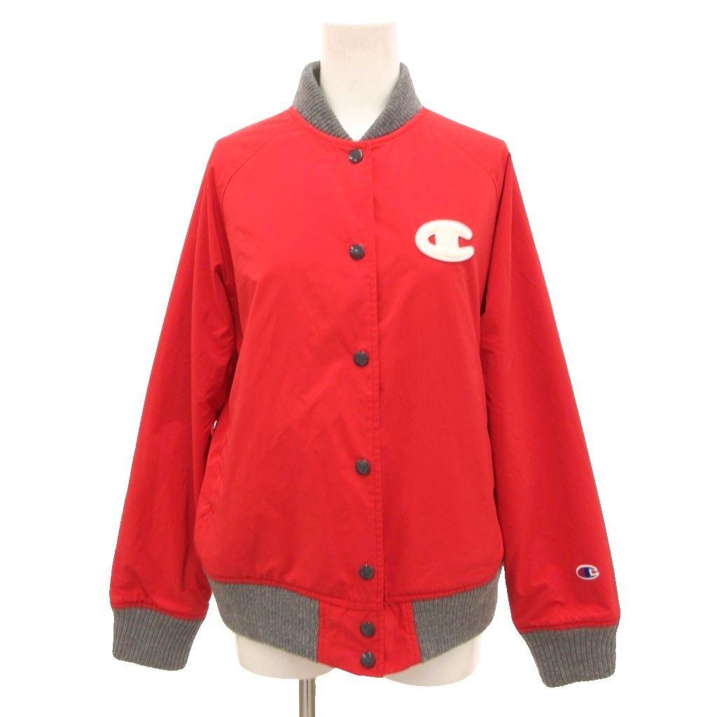 CHAMPION スタジャン レッド 新品 チャンピオン CHAMPION スタジャン ジャケット ブルゾン ロゴ M 赤