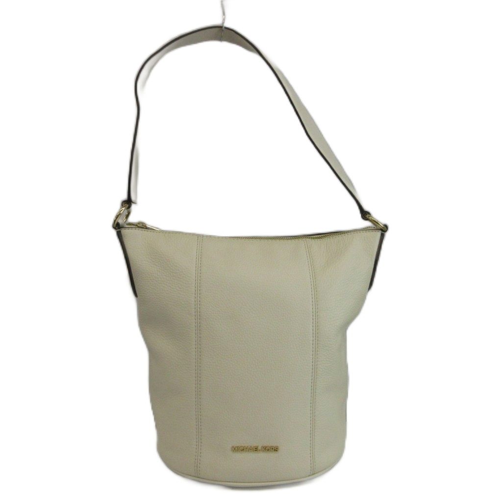 マイケルコース MICHAEL KORS ブルック BROOKE バケット メッセンジャー ミディアム ショルダーバッグ ワンショルダー ペブルドレザー ロゴ ゴールド金具 白 ホワイト 35T0GOKM8L /XZ ■GY18