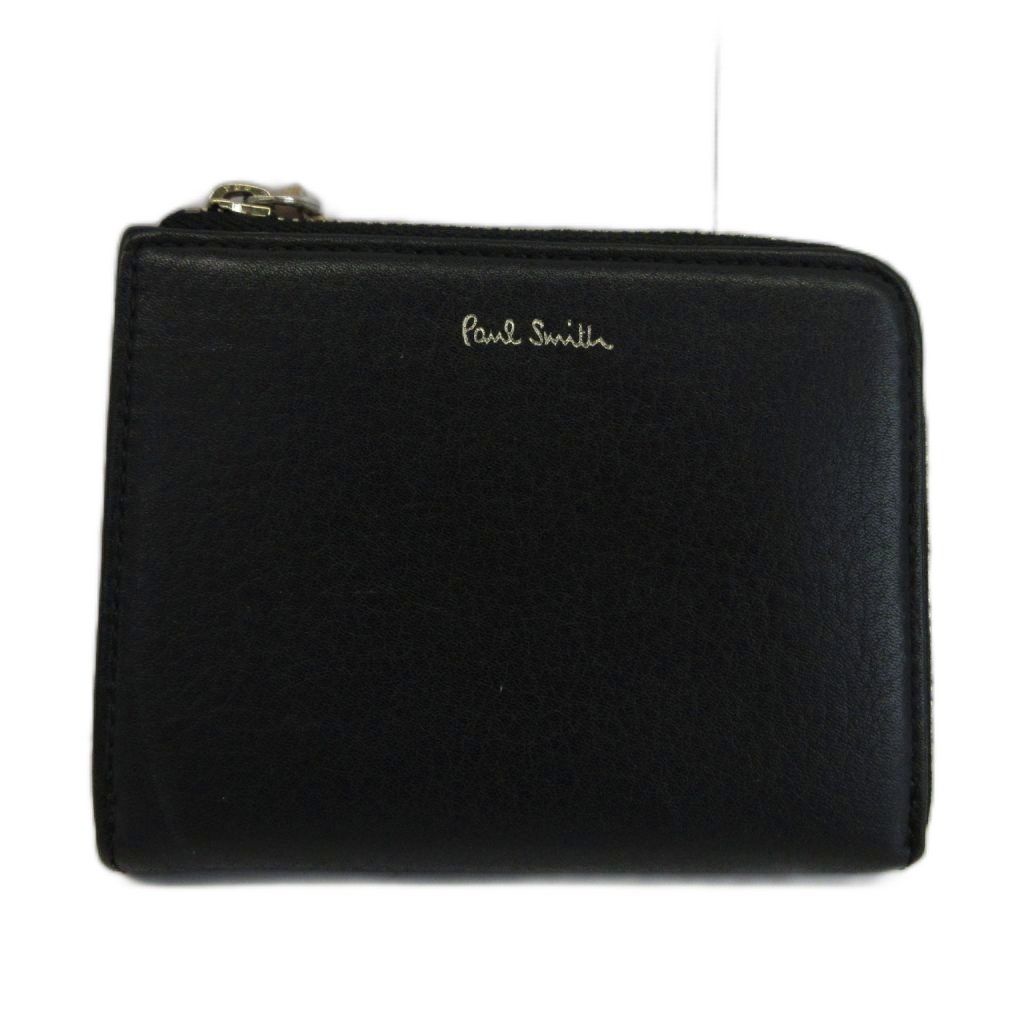 ポールスミス PAUL SMITH コインケース 小銭入れ カード入れ レザー L字ファスナー ロゴ 黒 ブラック /XZ ■GY18