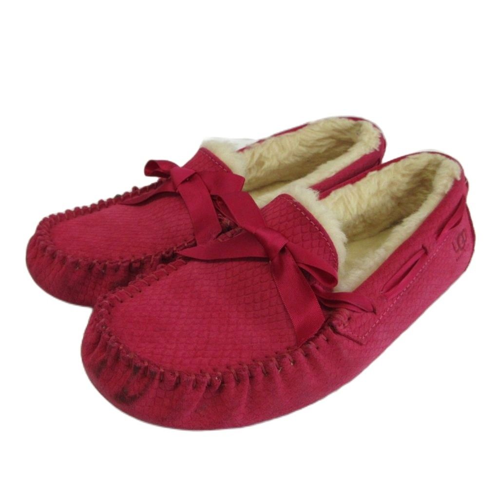アグ オーストラリア UGG australia ダコタ Dakota モカシン スリッポン スエード ボア リボン US8 25cm ピンク 1007575 /XZ ■GY17