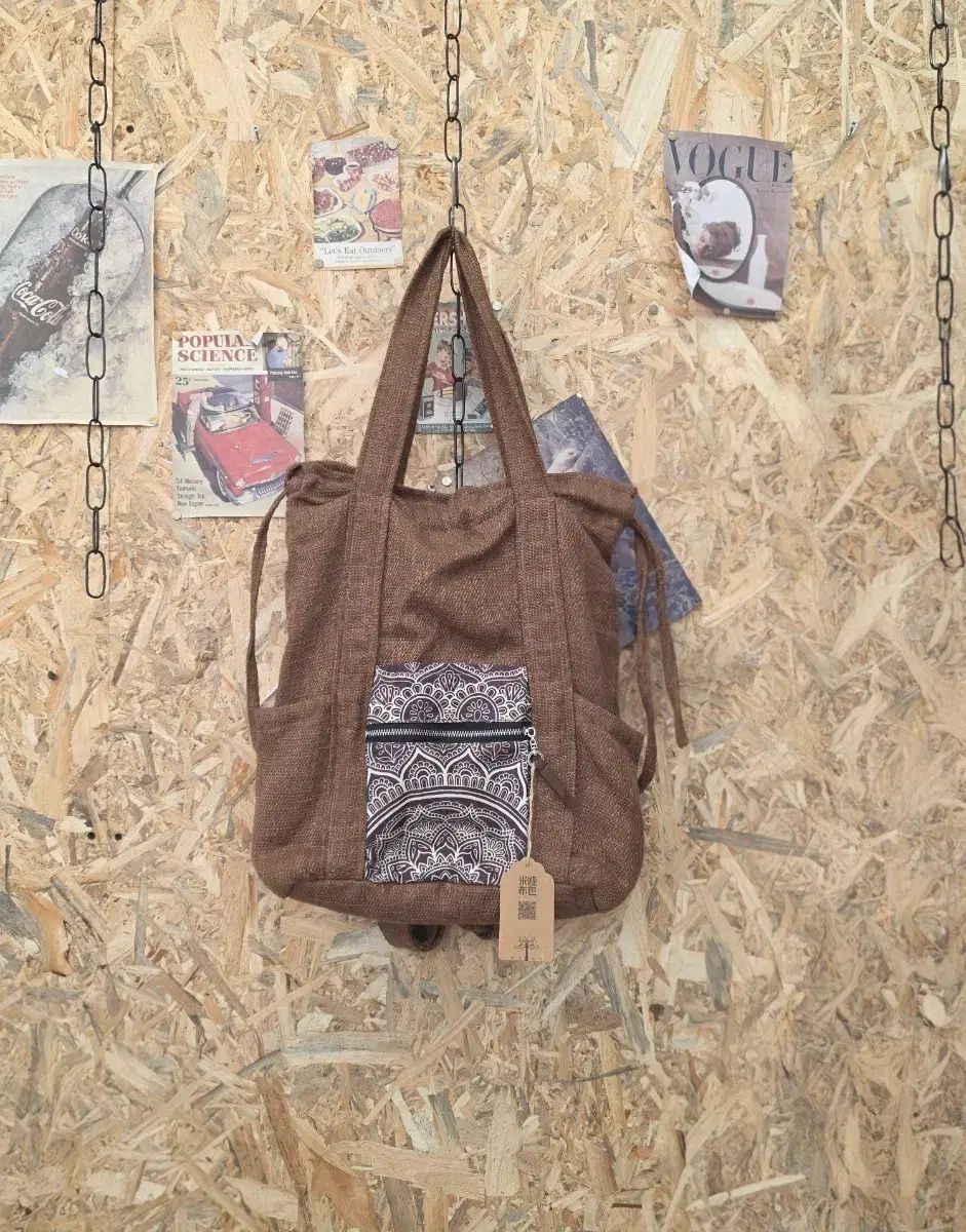 新品 ) エスニック ブラウン バッグ バックパック 兼用