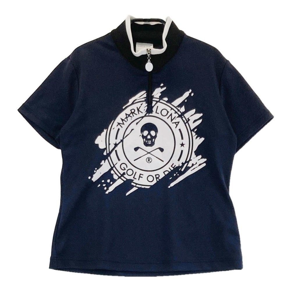 サイズ：38 MARK&LONA マークアンドロナ 2023年モデル ハーフジップ 半袖Tシャツ ネイビー系 [240101399096]# ゴルフウェア レディース ストスト