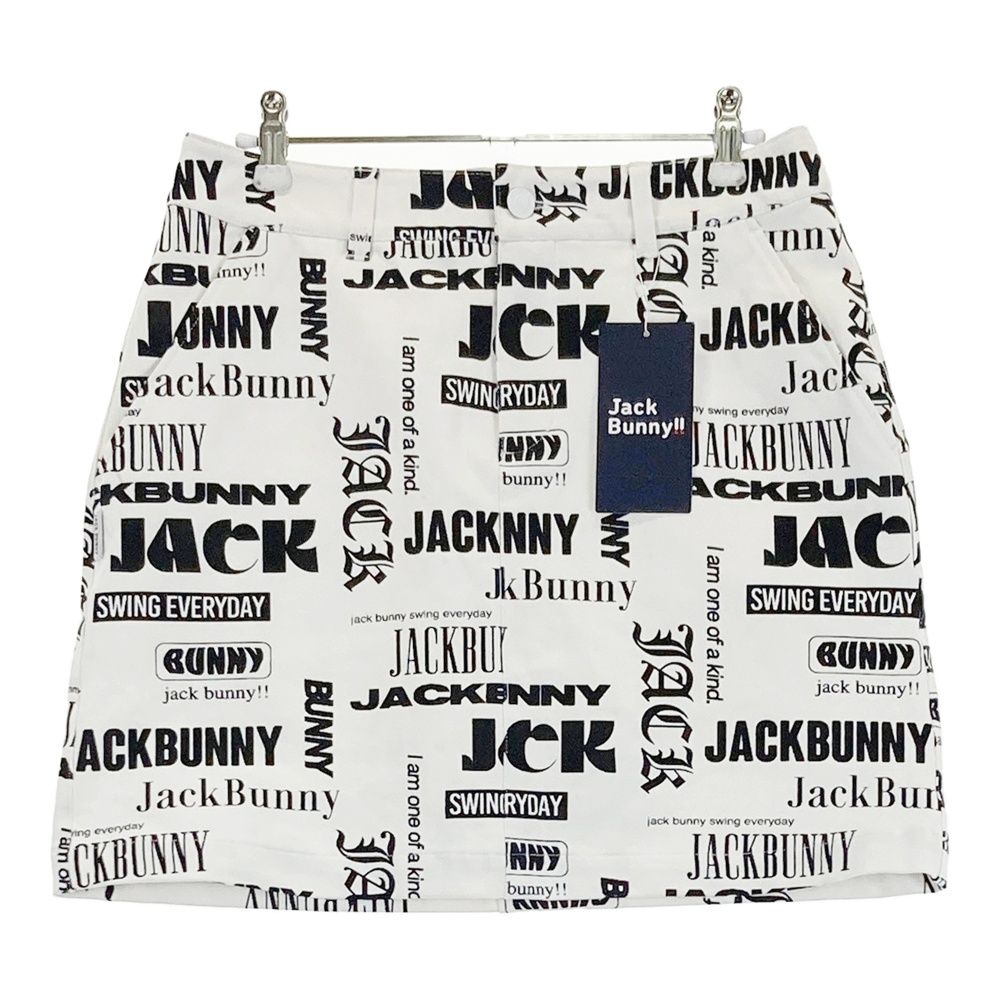 サイズ：2 JACK BUNNY ジャックバニー 2024年モデル インナー付 ストレッチスカート ロゴ 総柄 ホワイト系 [240101587538] ゴルフウェア レディース ストスト