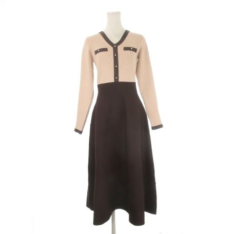 ジルバイジルスチュアート JILL by JILLSTUART ニットワンピース FR ピンク 茶 ブラウン Vネック 長袖 フェイクポケット 125-5240041 /CK6 ■GY5