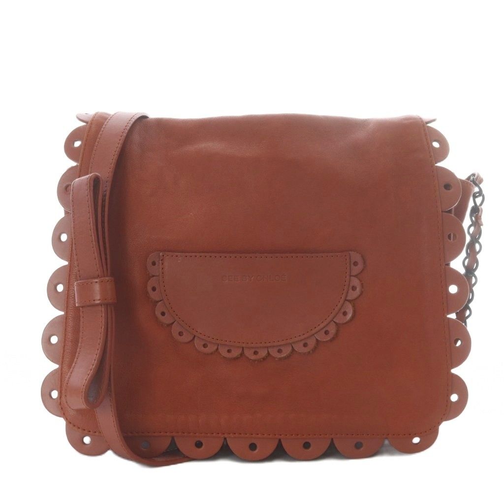 シーバイクロエ SEE BY CHLOE ポヤ Poya ショルダーバッグ ワンショルダー スカラップ レザー ブラウン /YO38 ■GY18