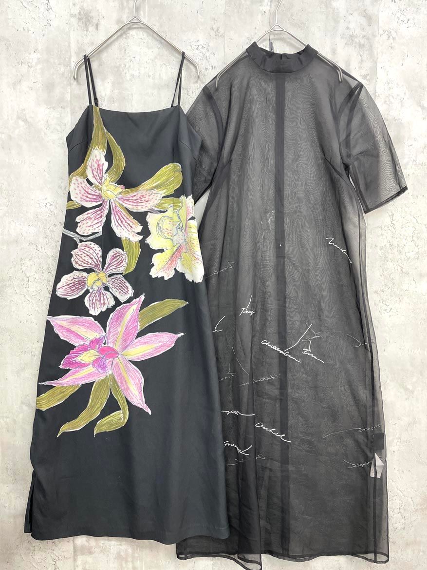KEITAMARUYAMA × AMERI ケイタマルヤマ アメリ 02310520300 SHEER LAYERED DRESS シアーレイヤードドレス キャミドレス ワンピース sizeM/黒 ■■◎レディース