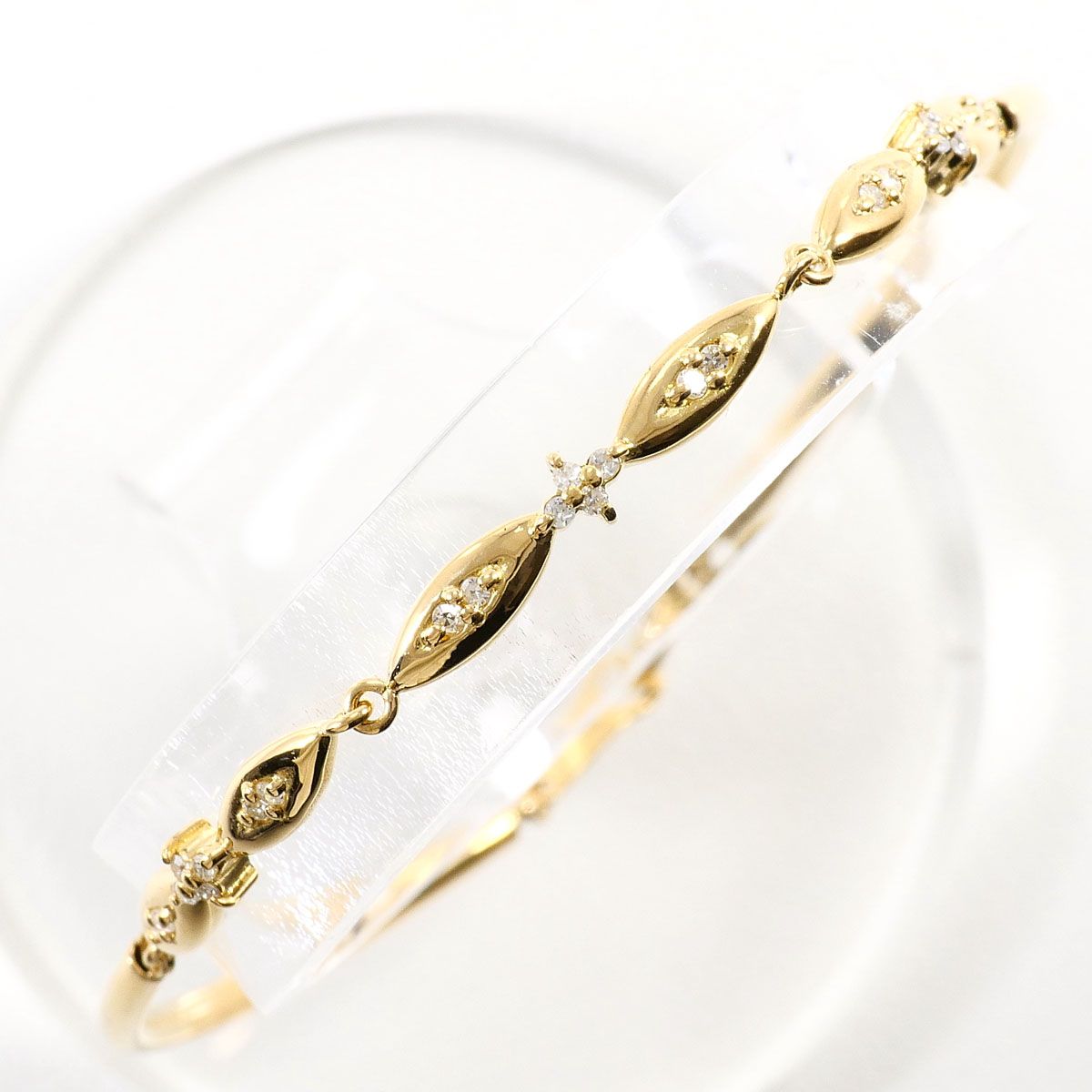 K18YG ブレスレット ダイヤモンド 0.16ct 鑑別書 総重量約4.0g 約18.5cm