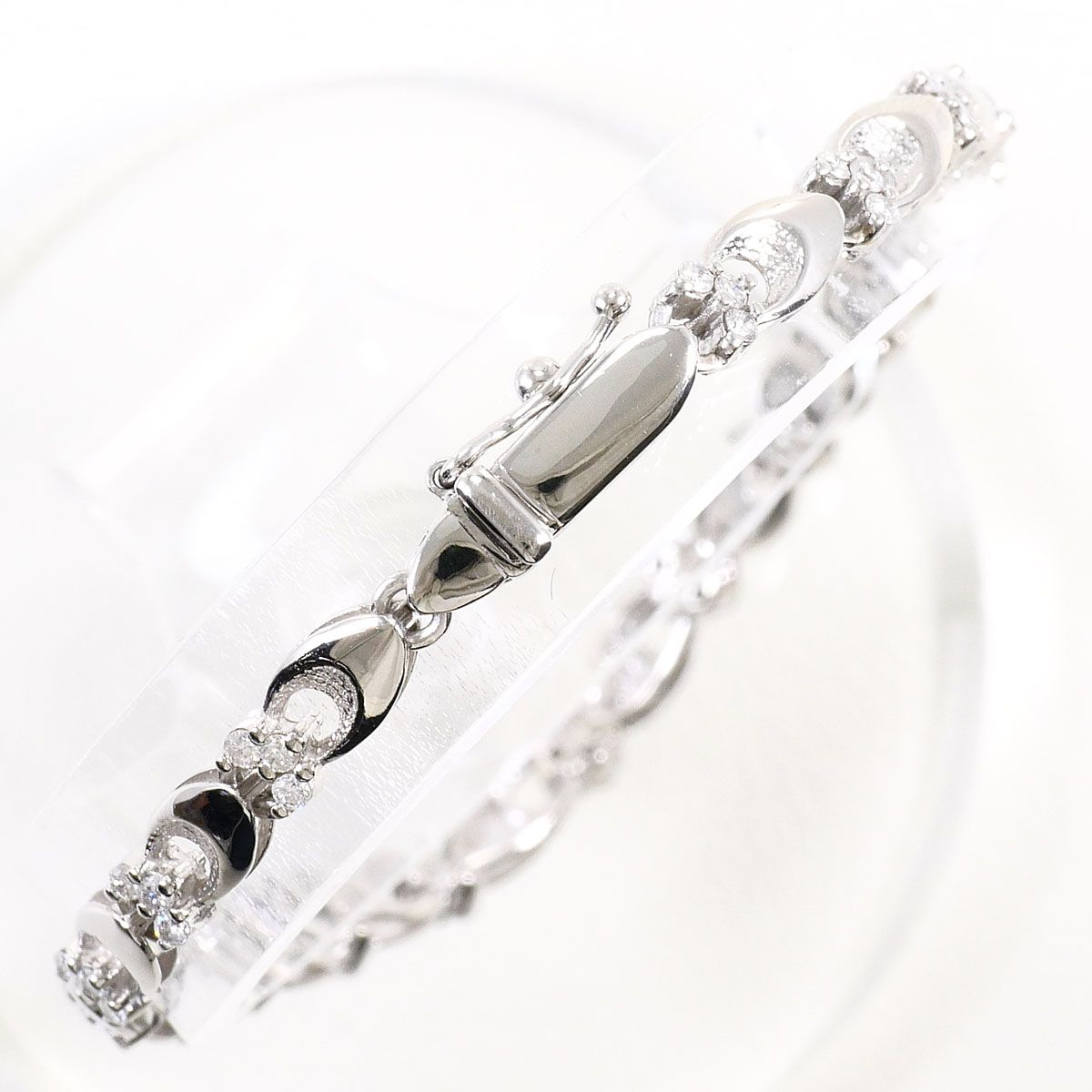 PT850/プラチナ ブレスレット ダイヤモンド 0.63ct 鑑別書 総重量約