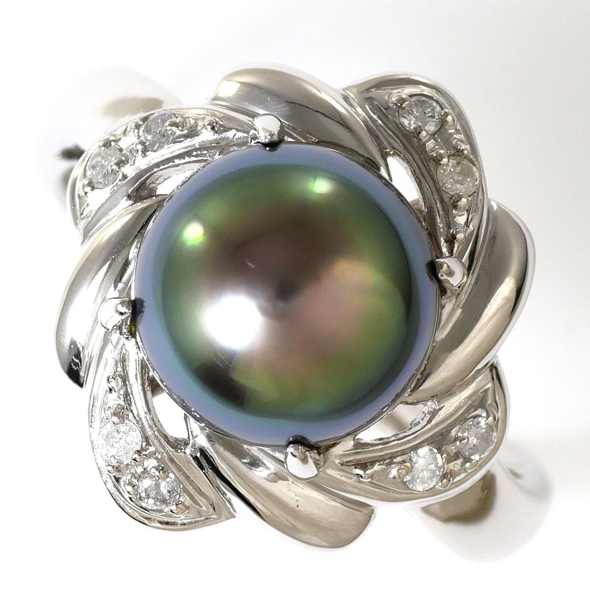 PT900/プラチナ リング・指輪 12号 パール（真珠） ダイヤモンド 0.08ct 総重量約6.3g