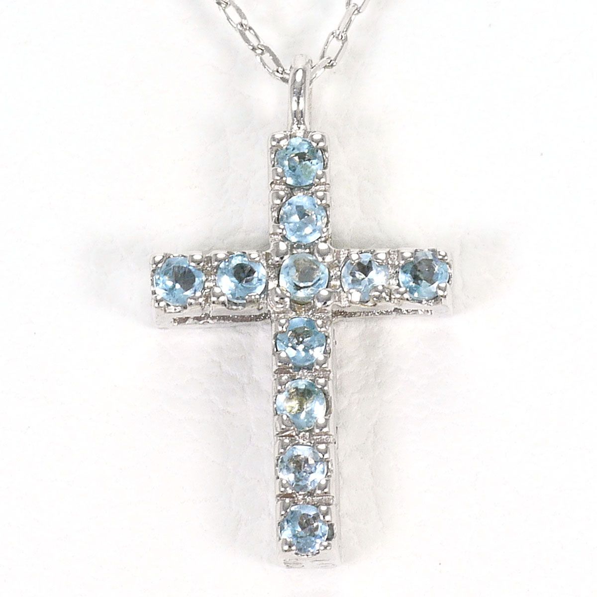 K10WG ネックレス ブルートパーズ ダイヤモンド 0.11ct 総重量約0.9g 約39cm