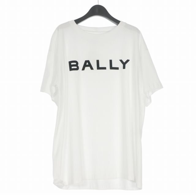 バリー BALLY Logo-print organic-cotton T-shirt ロゴワッペン クルーネック Tシャツ カットソー 半袖 XLホワイト 白 6305823 国内正規