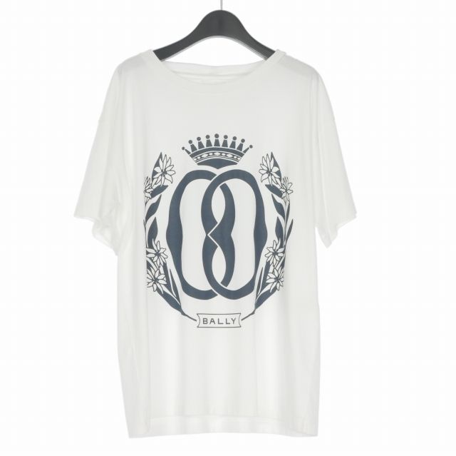 バリー BALLY Emblem Print Short Sleeve Graphic T-Shirt プリントデザイン クルーネック Tシャツ カットソー 半袖 L ホワイト 白 6305019 国内正規