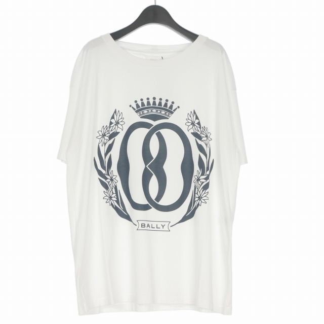 バリー BALLY Emblem Print Short Sleeve Graphic T-Shirt プリントデザイン クルーネック Tシャツ カットソー 半袖 XXL ホワイト 白 6305019 国内正規 20,952円