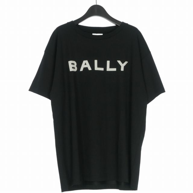 バリー BALLY Logo-Print T-Shirt ロゴワッペン クルーネック Tシャツ カットソー 半袖 XL ブラック 黒 6305824 国内正規