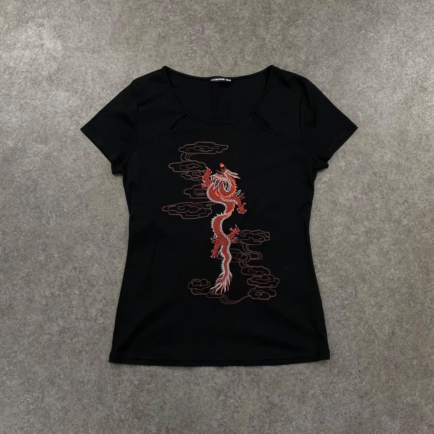 ヴィヴィアンタム 龍 ドラゴン プリント 半袖 カットソー コットン(0)Y2K VIVIENNE TAM ヴィヴィアンタム 半袖 Tシャツ カットソー ドラゴン 龍