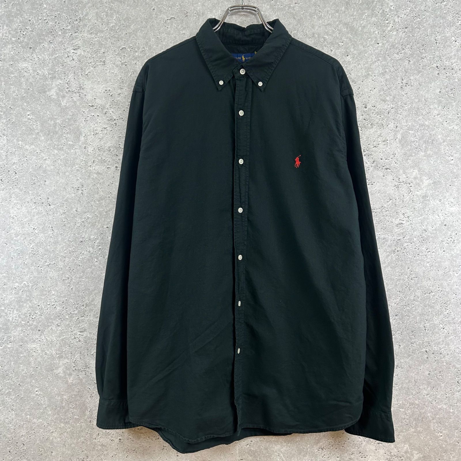 T076【Ralph Lauren】ブラック ポニー刺繍 BDシャツ〔XXL〕 - メルカリ