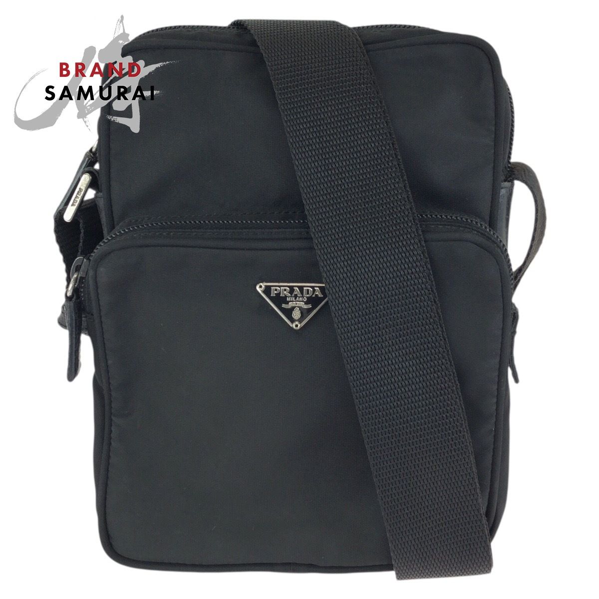 PRADA プラダ テスート 三角ロゴプレート ブラック 黒 シルバー金具