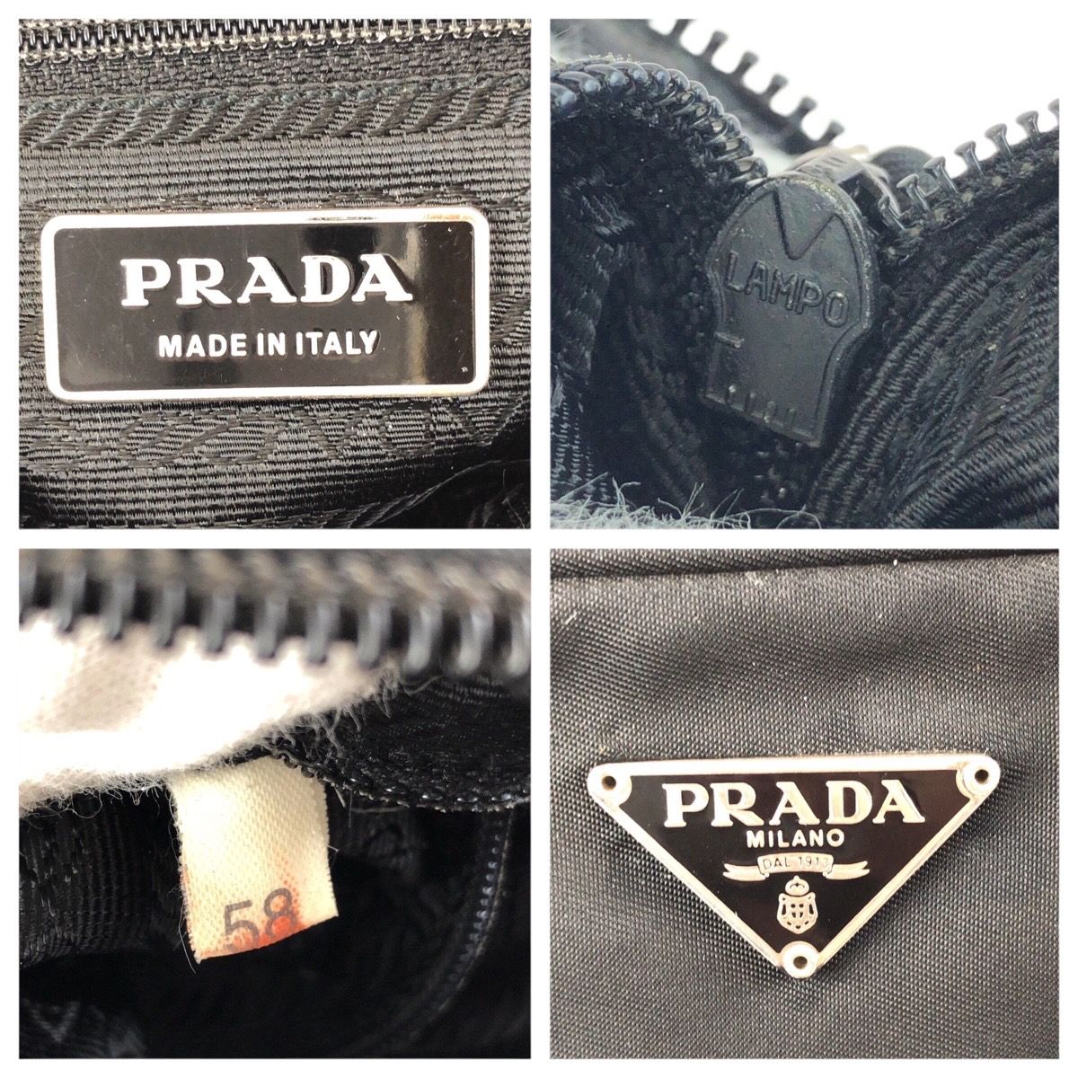 PRADA プラダ テスート 三角ロゴプレート ブラック 黒 シルバー金具