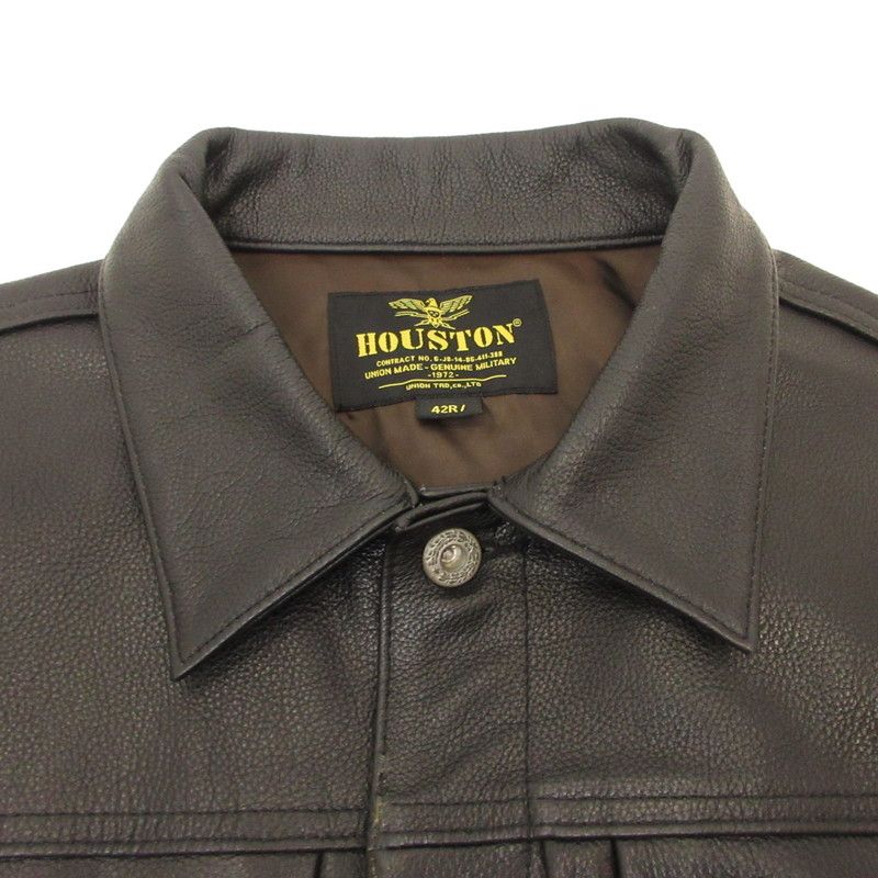 HOUSTON ブラックレザージャケット 42R 姫路東店】 中古 HOUSTON | ヒューストン レザー COW LEATHER TRACK