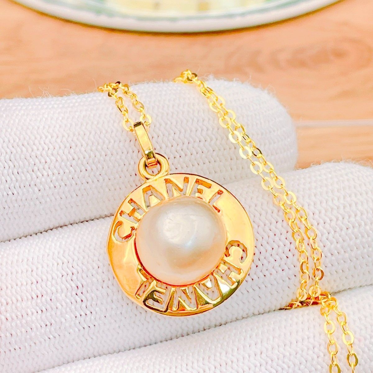 ◇シャネル◇清掃消毒済 CHANEL パール ロゴ ネックレス ペンダント ブランド 5.98g ゴールド