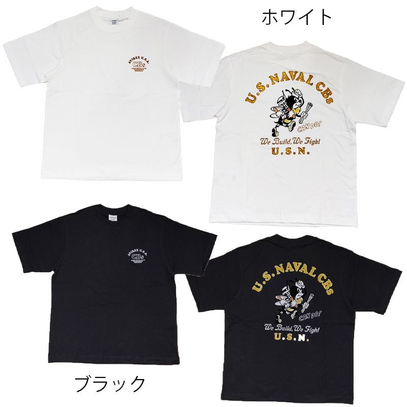 AVIREX アヴィレックス 半袖Tシャツ NAVAL CBs フロッキープリント バックプリント Tシャツ ミリタリー ホワイト ブラック キャラクタープリント 783-6234006 AVIREX アヴィレックス 半袖Tシャツ NAVAL CBs フロッキープリント バックプリント Tシャツ ミリタリー ホワイト ブラック キャラクタープリント 783-6234006