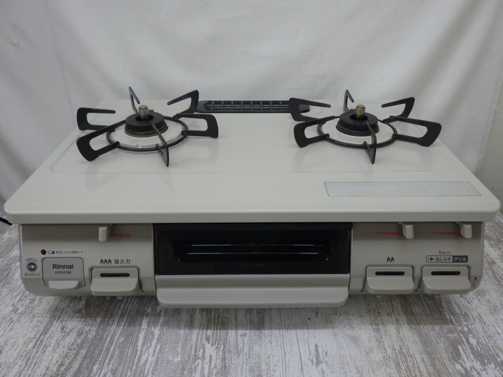 リンナイ Rinnai ガステーブル RTE597BEL-LP クリームベージュ プロパンガスLP用 左強火力 ガスコンロ 中古品