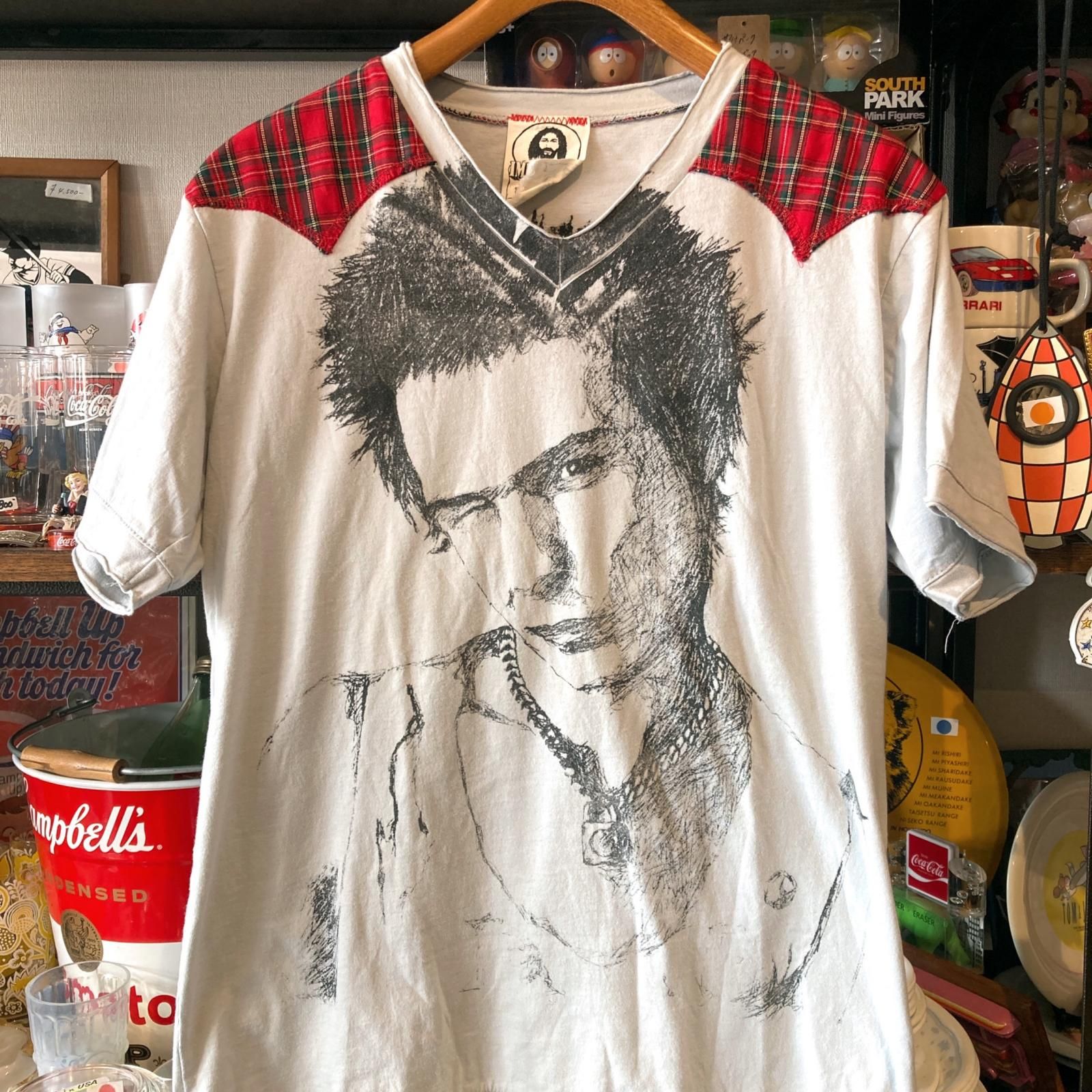 MP451) IMITATION CHRIST Vネック Tシャツ Sid Vicious サイズ不明 古着 現状品 / イミテーション クライスト Y2K シド・ヴィシャス メンズ 中古 半袖
