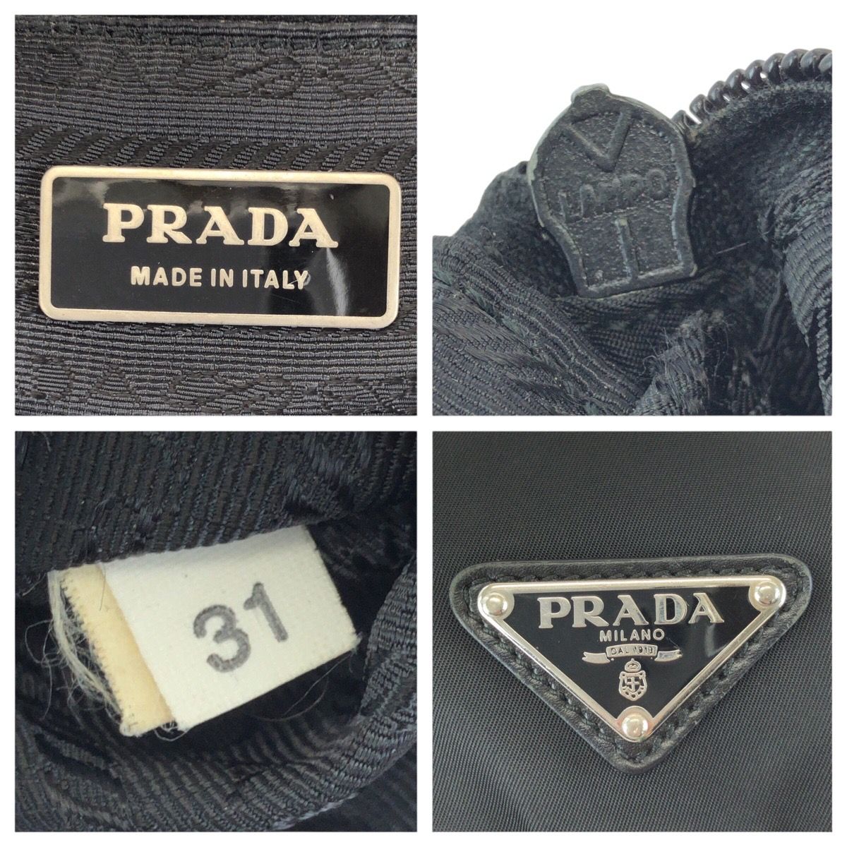 PRADA プラダ テスート 三角ロゴプレート ブラック 黒 シルバー金具