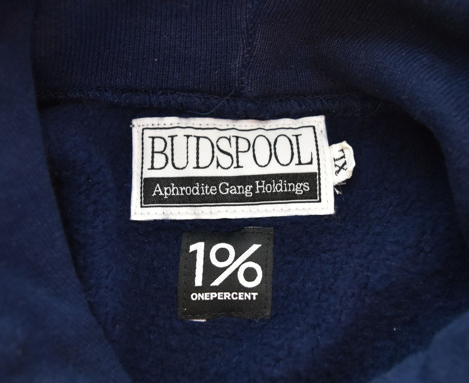 バッズプール BUDSPOOL × 1% onepercent コラボ GOLD DISC PRINT HOODIE ゴールドディスク プリント フーディー PULOVER プルオーバー XL パーカ ネイビー LLサイズ 103MT-4885