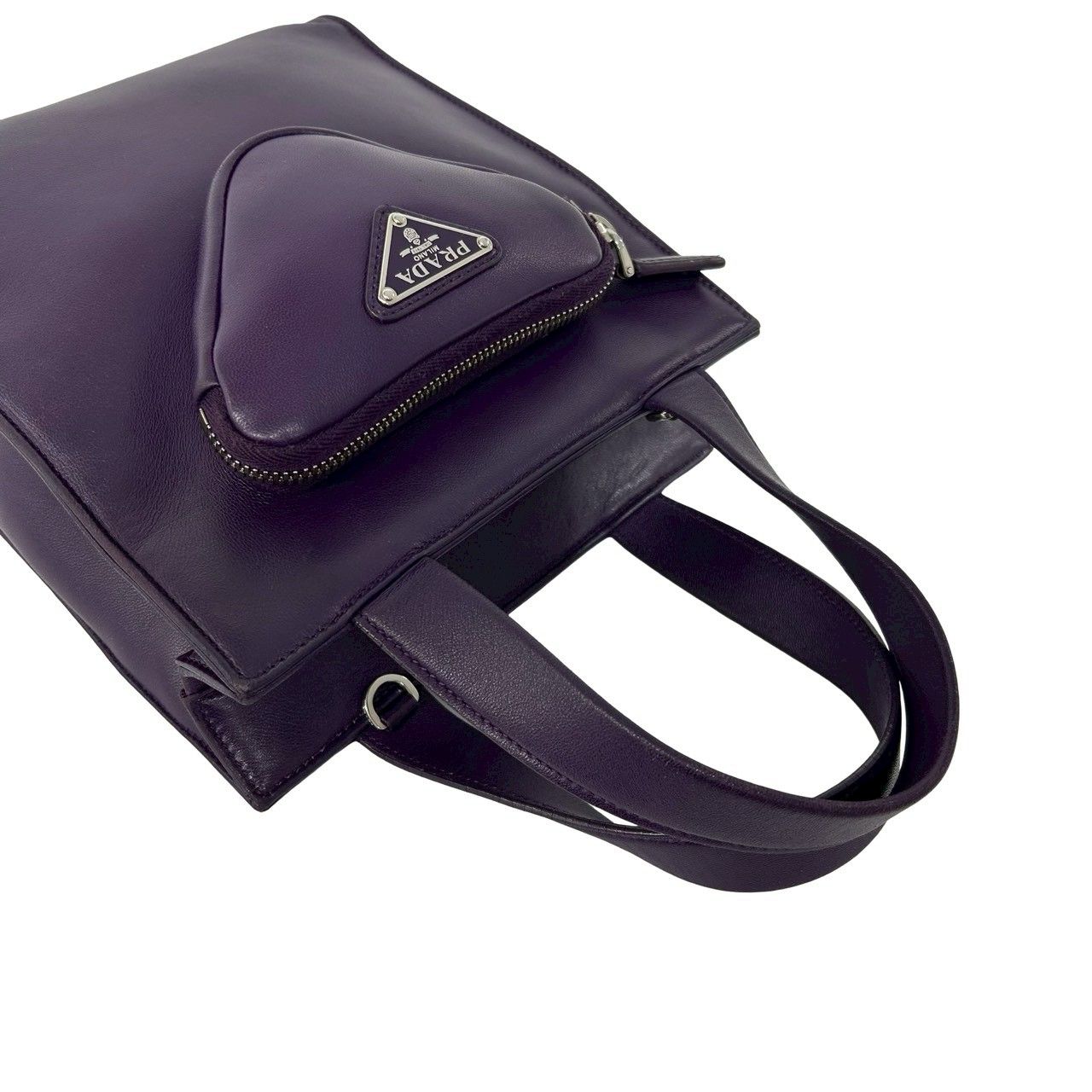 極 美品 PRADA プラダ 三角ロゴ 金具 ナッパ レザー 本革 2way