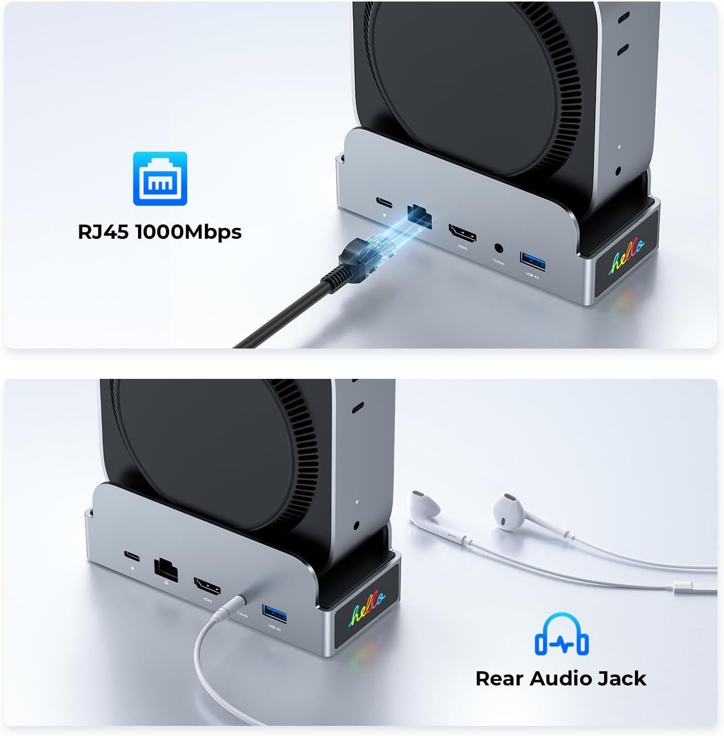 MiniDock Mac mini M4 ドック&スタンド 8TB M.2 SSDエンクロージャ付き (SSDは含まれていません)、USB A 10Gbps、SD/TFカードスロットx2、3.5mmオーディオ、Mac mini M4およびM4 Pro用