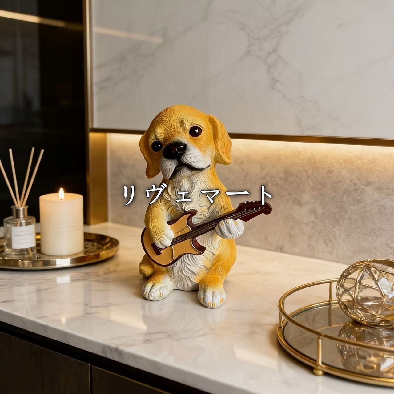 置物 オブジェ ガーデンオーナメント ギターを弾いている犬 いぬ イヌ 屋外 屋内 インテリア 玄関 リビング ダイニング 装飾 庭 ガーデニング 装飾 ガーデン 樹脂 可愛い ギフト インテリア用品 贈り物 雑貨 ホームデコレーション