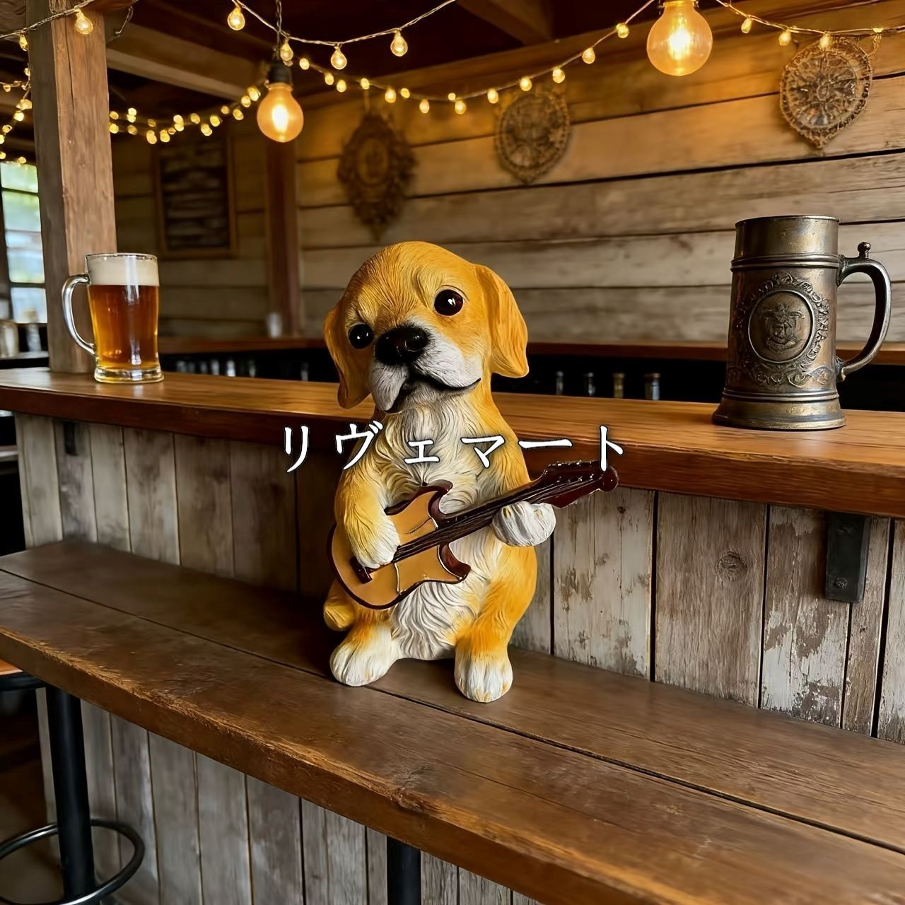 置物 オブジェ ガーデンオーナメント ギターを弾いている犬 いぬ イヌ 屋外 屋内 インテリア 玄関 リビング ダイニング 装飾 庭 ガーデニング 装飾 ガーデン 樹脂 可愛い ギフト インテリア用品 贈り物 雑貨 ホームデコレーション