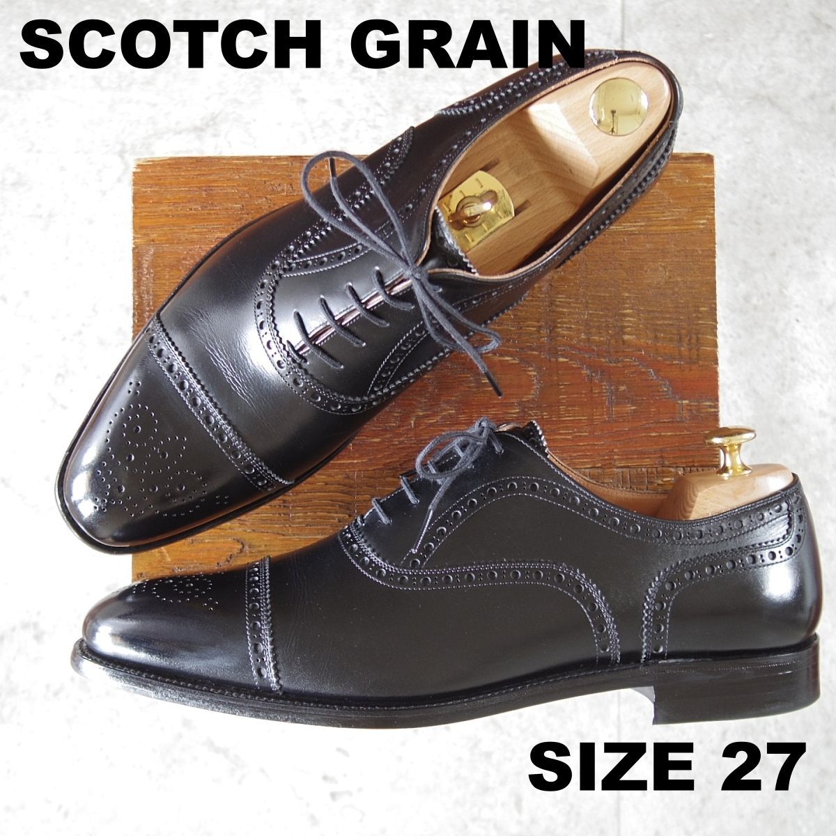 極美品★スコッチグレイン SIZE 27【定価￥71,500-★百貨店限定/クラシックシリーズ/T0010】セミブローグ/黒/SCOTCH GRAIN★p028