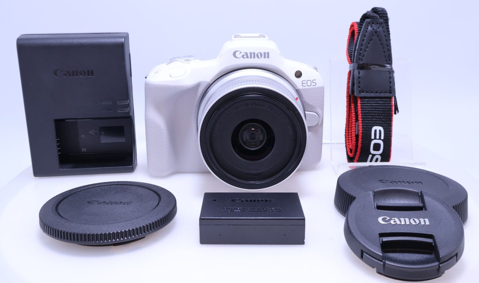 【1,000回以下 ほぼ新品】Canon EOS R50 標準ズームレンズキット(RF-S18-45) ホワイト ミラーレス一眼カメラ
