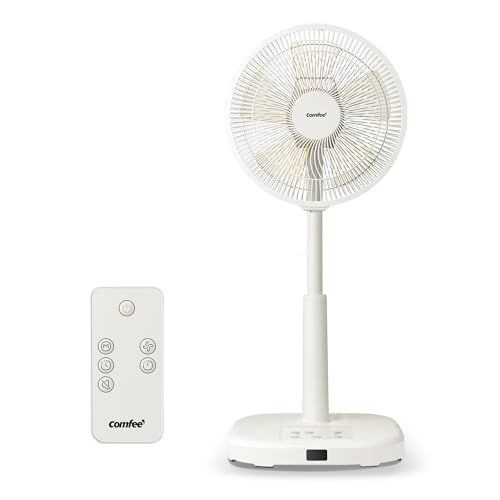 COMFEE' 扇風機 リビング ACモーター 静音 リモコン付き 左右自動首振り 上下角度調節 風量3段階調節 1~7h タイマー機能 強力送風 省エネ 小型 コンパクト 洗える 5枚羽根 軽量 ベージュ色as 19da718e