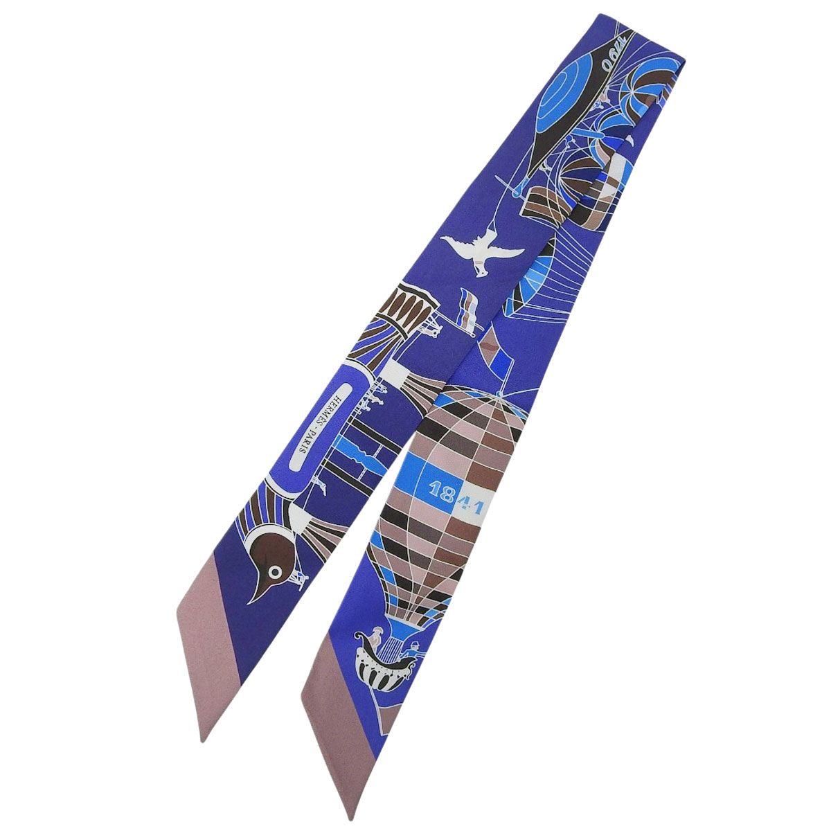 HERMES(エルメス) Les Folies du Ciel 大空の狂気 ツイリー ブルー青