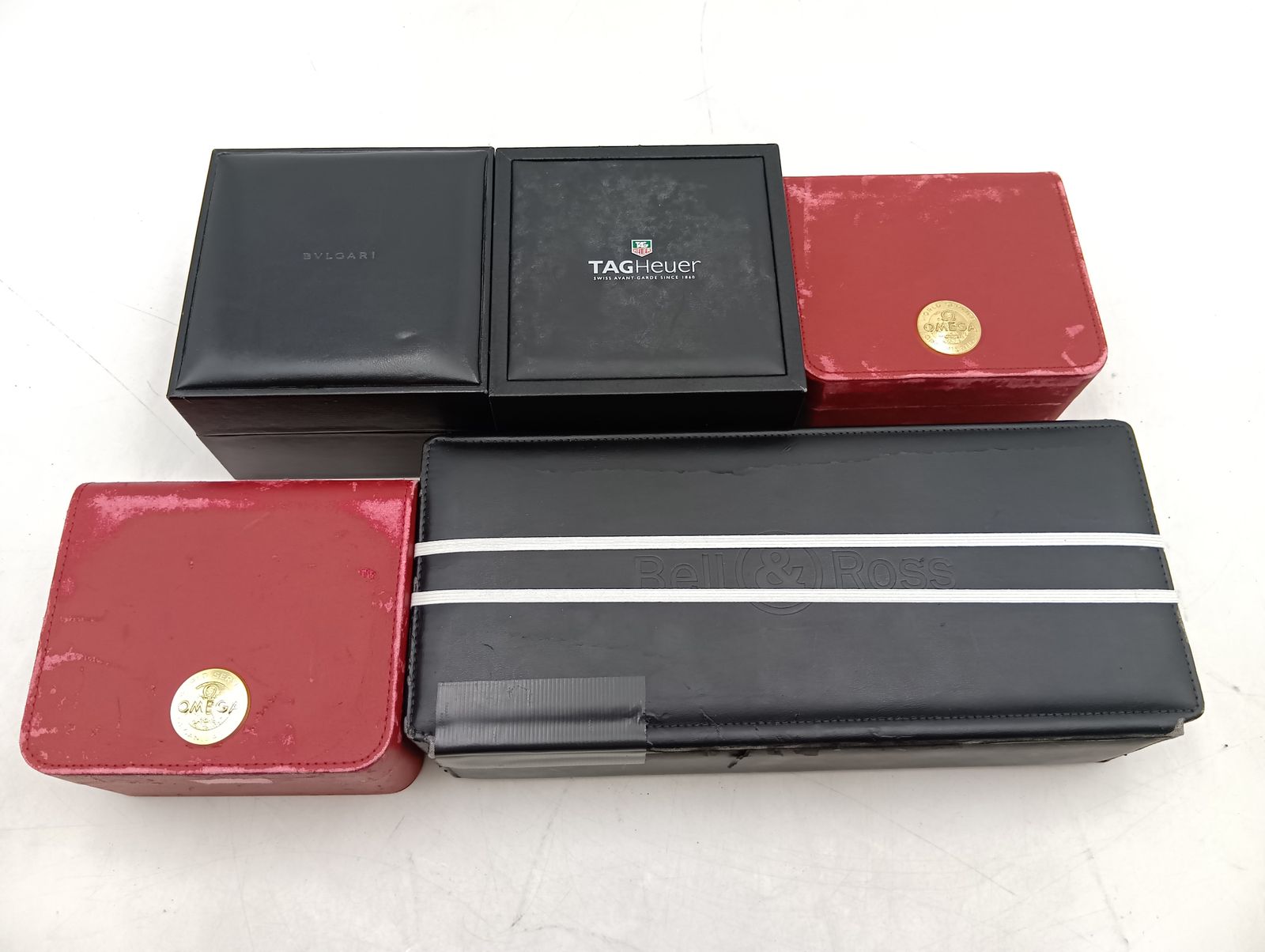 時計空箱 まとめ売り 5点セット ボックス BOX タグホイヤー オメガ Bell＆Ross ブルガリ_Y10063