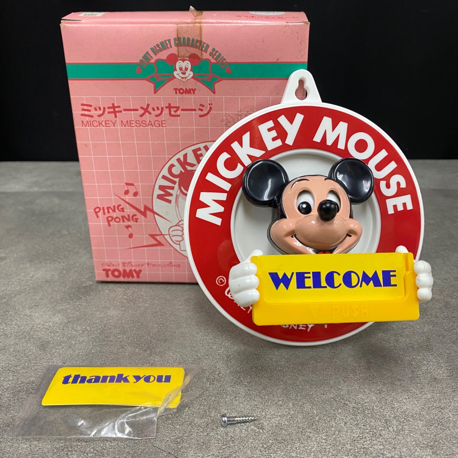 (0)Y1【希少】箱付き 美品 動作品 ミッキーマウス ドアチャイム ミッキーメッセージ ウォルトディズニープロダクションズ TOMY トミー ドアベル 当時物