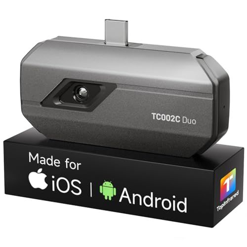 TOPDON TC002C Duo サーモグラフィーカメラ、スマホ用iOS/Android対応、512*384 TISR解像度、ビデオ録画対応、25Hzフレームレート、スマホ/タブレット/PC用、USB-C/Lightningポート両方対応で fcd27e1b