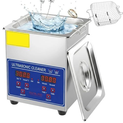 超音波洗浄機 2L 卓上型 デジタル 超音波クリーナー 60W 40KHz 温度調節20～80℃ タイマー0～30分 304ステンレス槽 加熱機能付き 手動・独立スイッチ 保護回路 ファン冷却 メガネ 時計 アクセサリー 金属部品 小物洗浄用 02830631