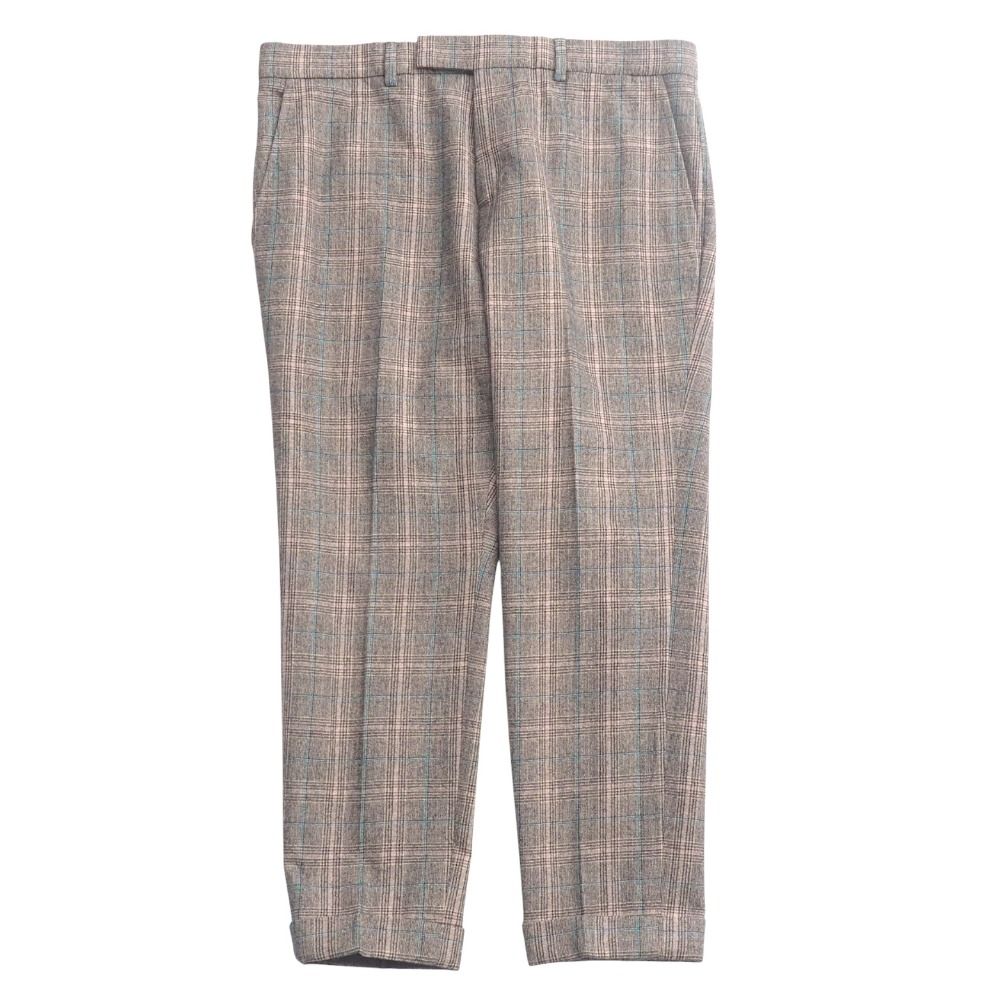 ■美品■GUCCI グッチ パンツ サイズ50 スラックス テーパード グレンチェック 七分丈 イタリア製 ブランド古着【中古】20250616/RA5110