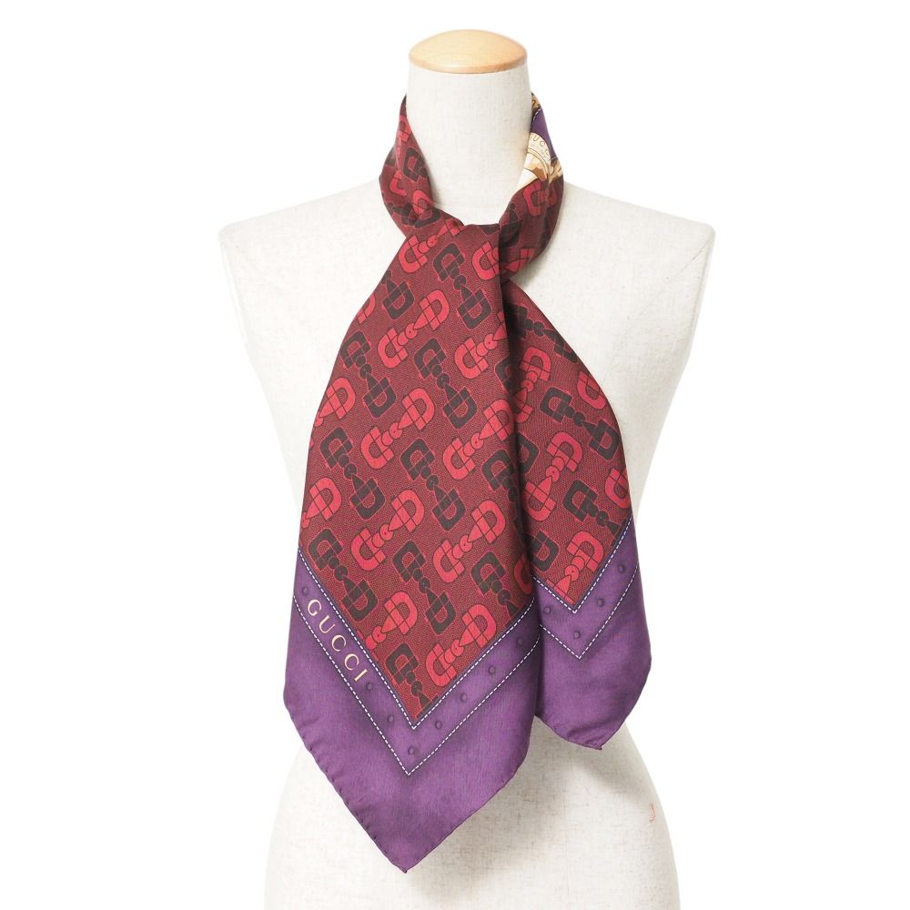 □美品□GUCCI グッチ スカーフ ホースビット ベルトモチーフ 総柄 総