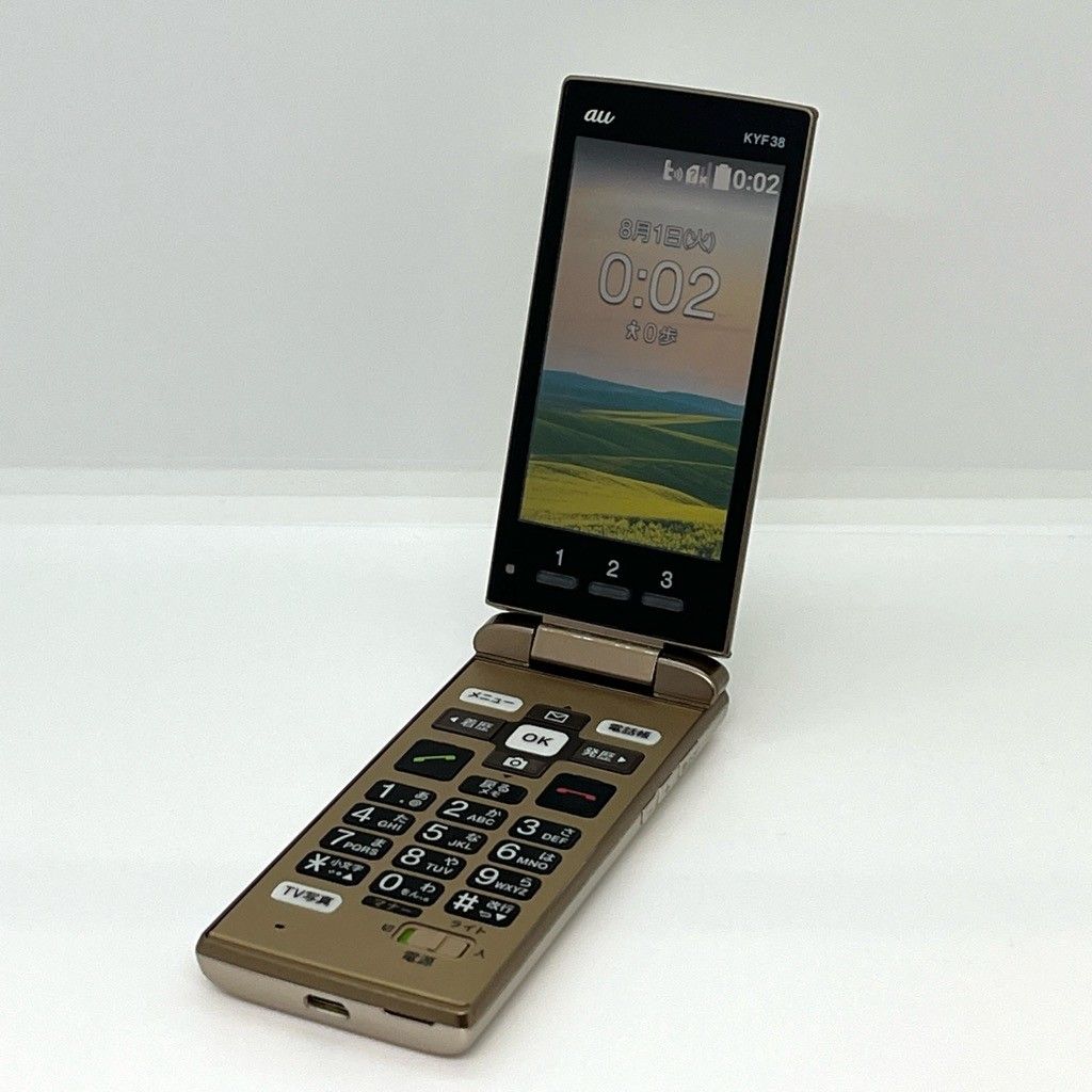 良品 かんたんケータイ KYF38 au SIM解除済 シャンパンゴールド - メルカリ