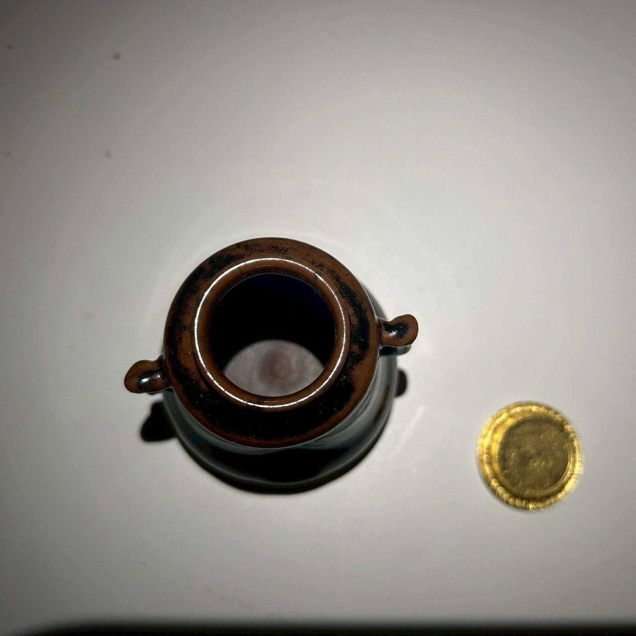 茶入 茶道具 玄華焼 耳付茶入 共箱・仕覆付 茶器 茶席 抹茶入れ 骨董
