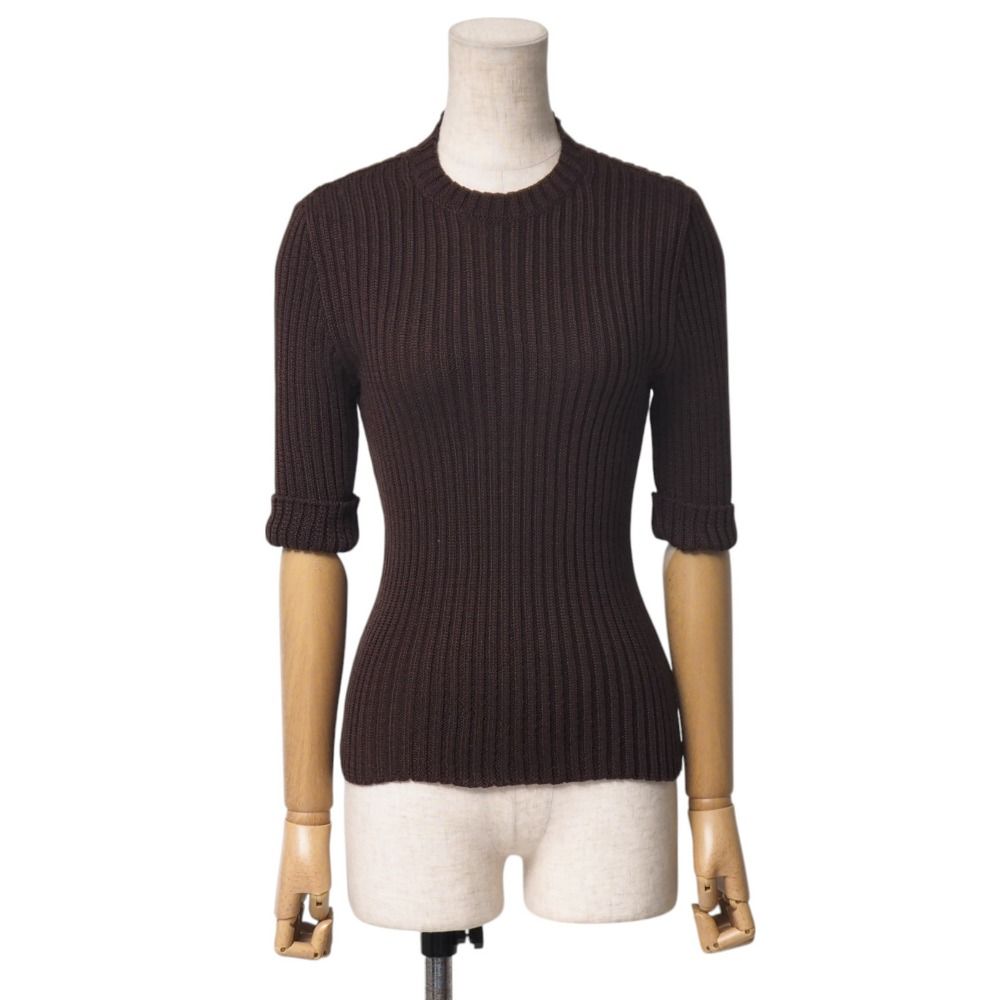 ■美品■YVES SAINT LAURENT イヴ・サンローラン ヴィンテージ ニット サイズ40 ショートスリーブ ニットセーター リヴゴーシュ フランス製 ブランド古着【中古】20250630/RA5326