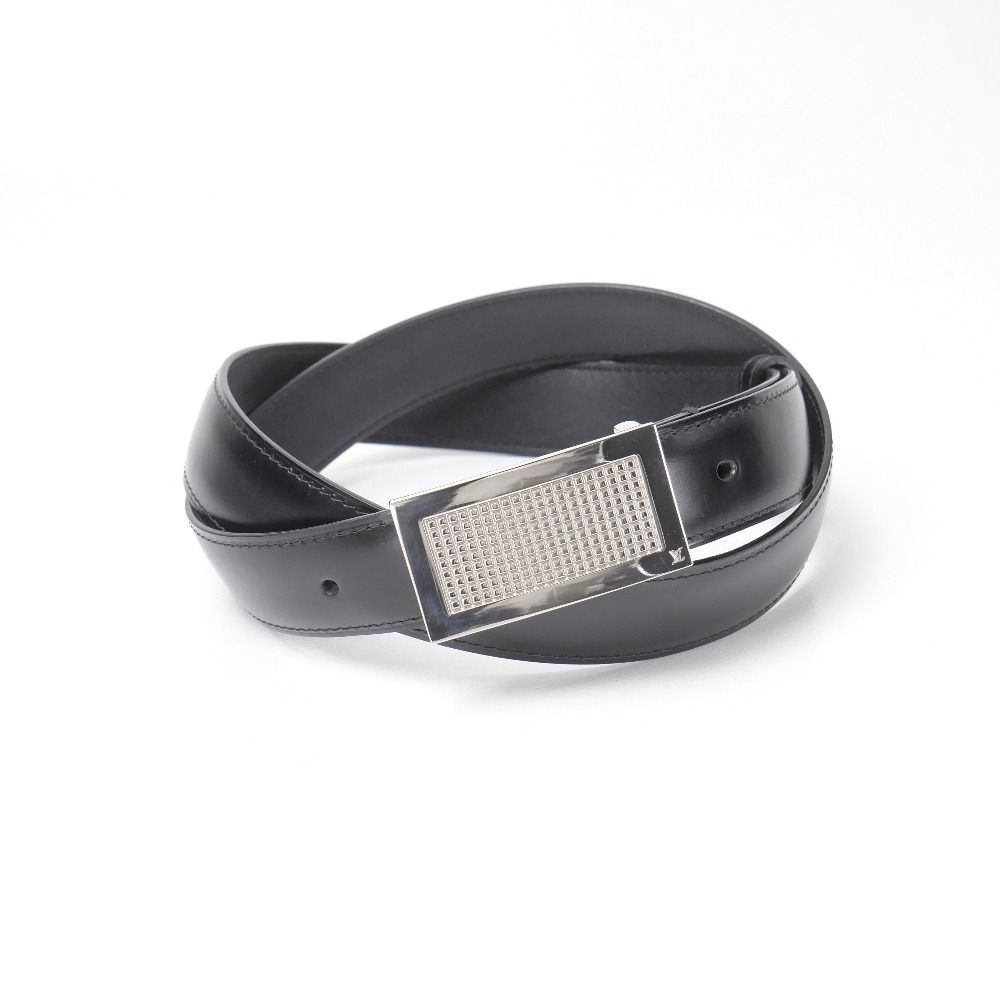 LOUIS VUITTON ルイ・ヴィトン サンチュール ベルト サイズ100/40 レザーベルト ブラック×シルバー フランス製 ブランド古着【中古】20260625/RA9917